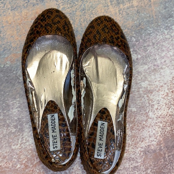 Steve Madden P-Heaven Patent Flat Ballet Style Shoe Snakeskin Leopard Pattern - Picture 4 of 14